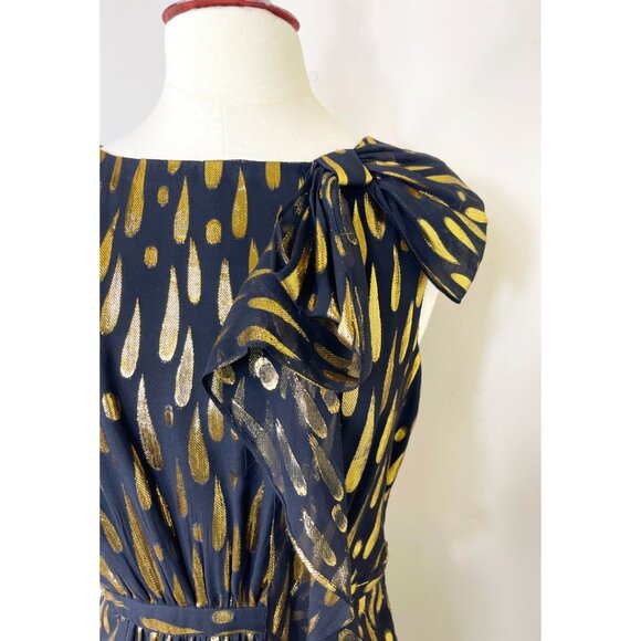 Milly of New York Holiday/Christmas Black and Metallic Gold Short Dress Size 6 - Picture 7 of 11